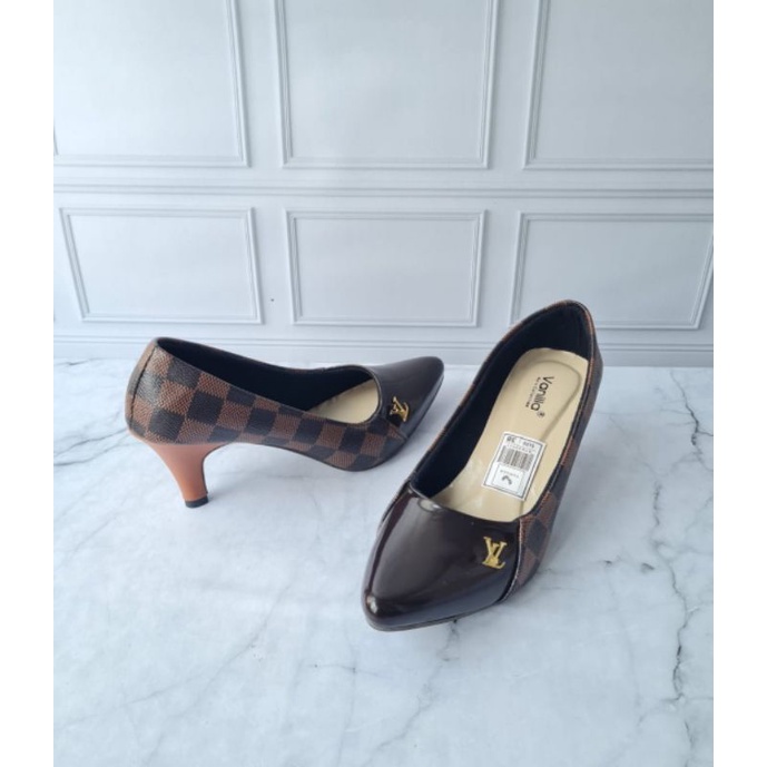 ABBUSHOES SP 50 High Heels Lancip Motif kotak imitasi