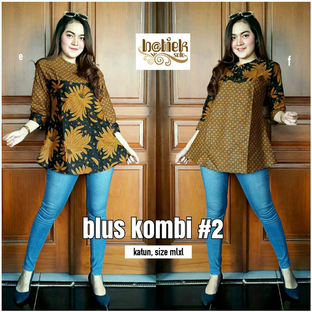Modern BLUS KOMBI BATIK MODERN - BAJU HIJAB BATIK SOLO - BLOUSE BATIK WANITA