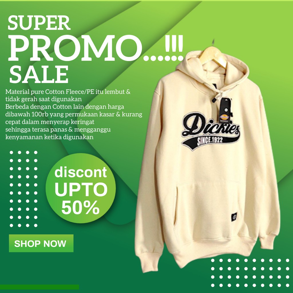Sweater Hoodie Pria Wanita Dickies Bordir Since 1922 Warna Cream Jaket Pria Wanita