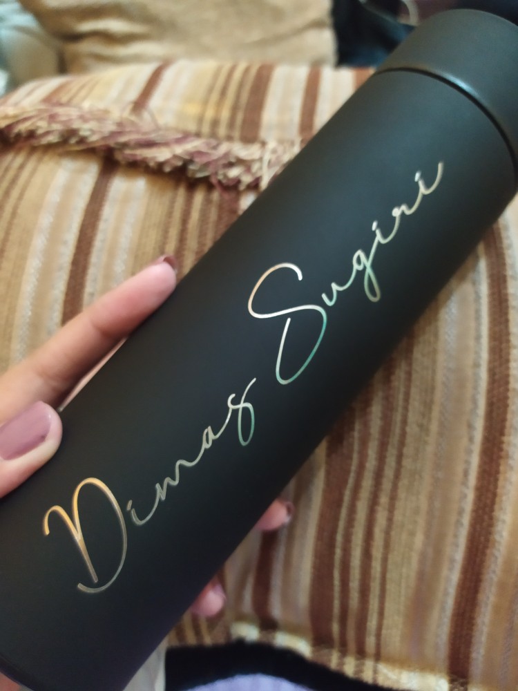 Neo Led Tumbler Custom Grafir Nama Logo Smart Temperature Termos Teh Kopi