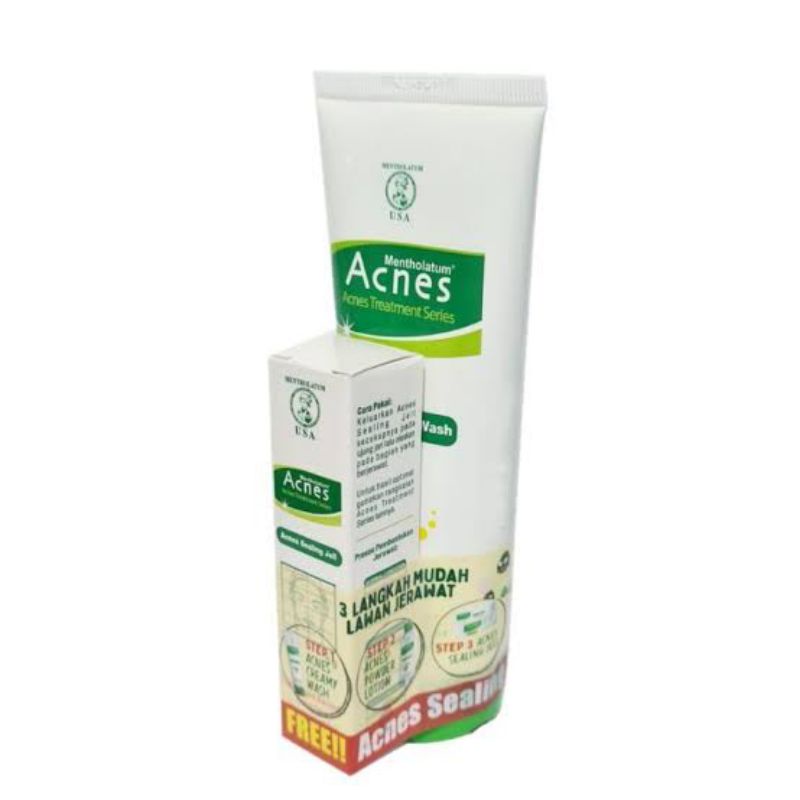Acnes Creamy Wash 100gr FREE Bundling Acnes Sealing Gel 5gr