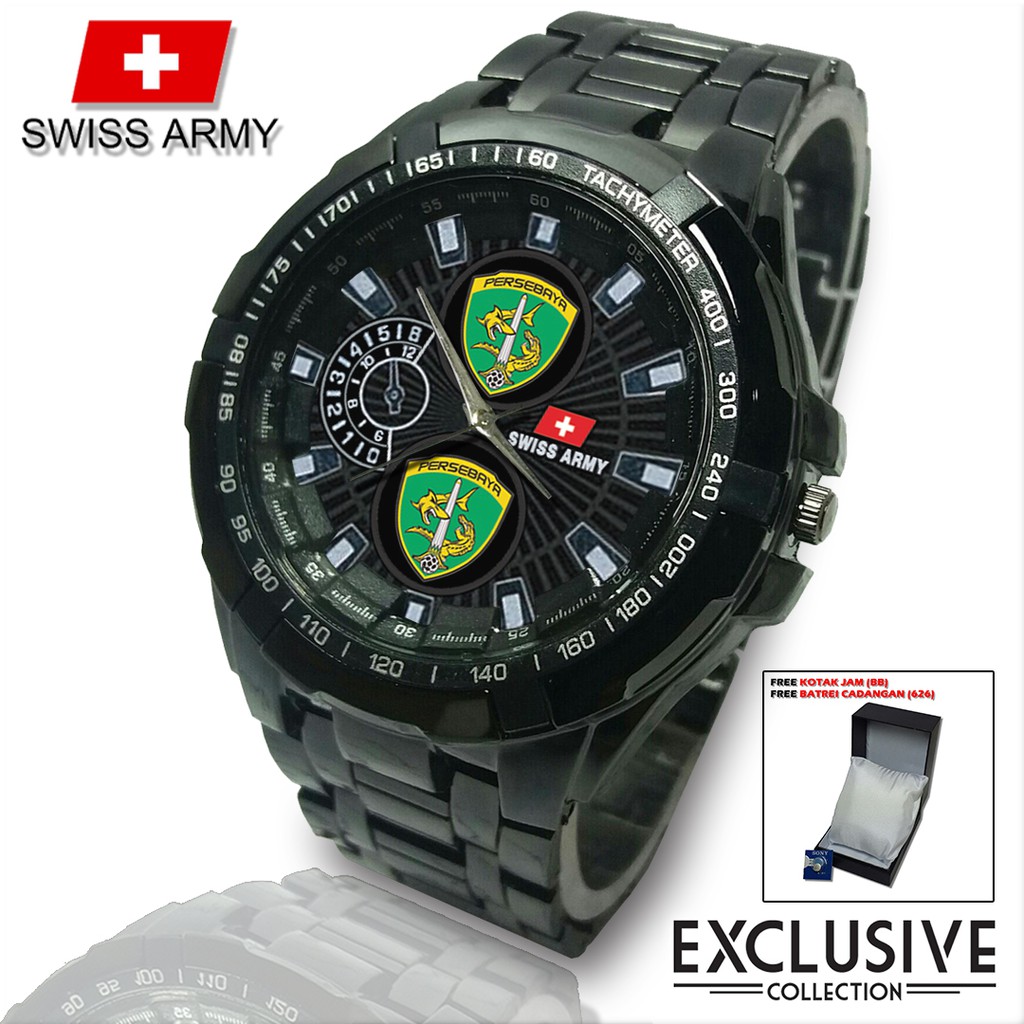 (Istimewa Bossque) Jam PERSEBAYA-BONEK Rantai Sport (Black Doff)