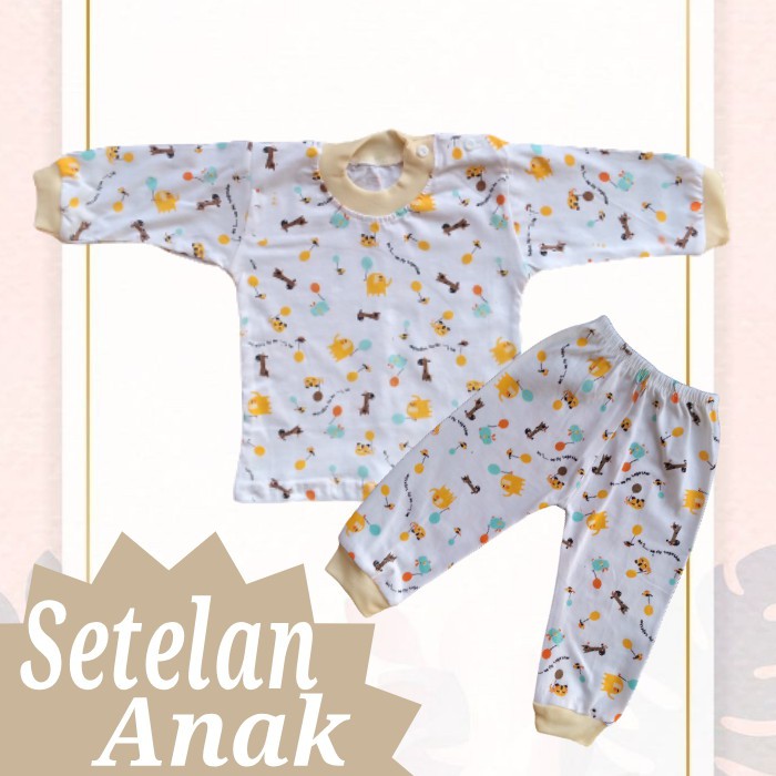 setelan piyama anak | baju bayi tangan panjang kancing pundak