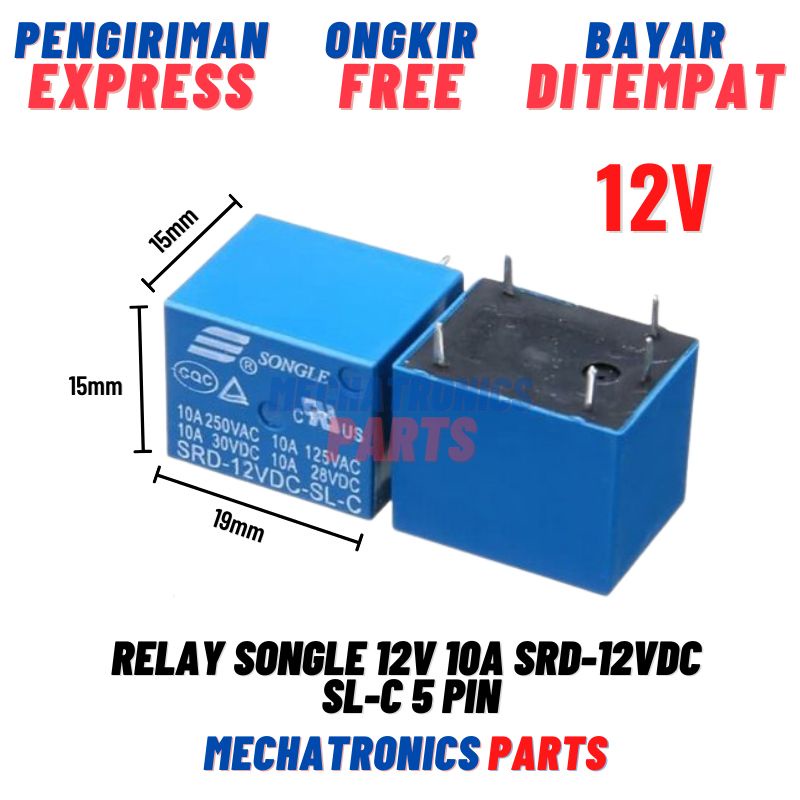 RELAY SONGLE 12V 10A SRD-12VDC-SL-C 5 PIN 5P