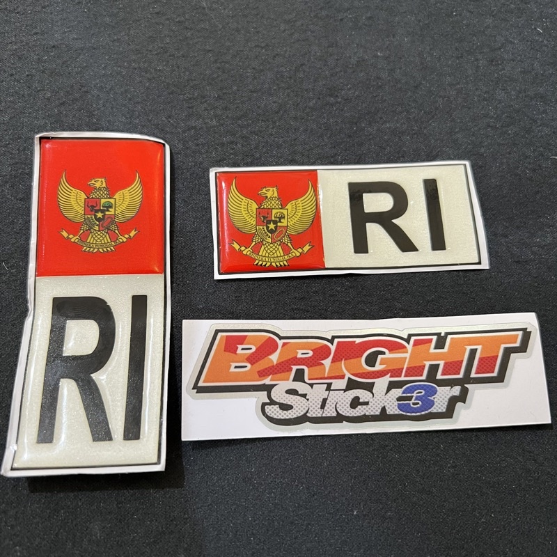 STICKER EMBLEM LOGO RI MENURUN MENDATAR TIMBUL 3D