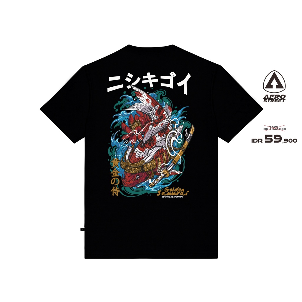 Aerostreet T Shirt Golden Samurai Hitam Kaos T-Shirt Tshirt AADAA
