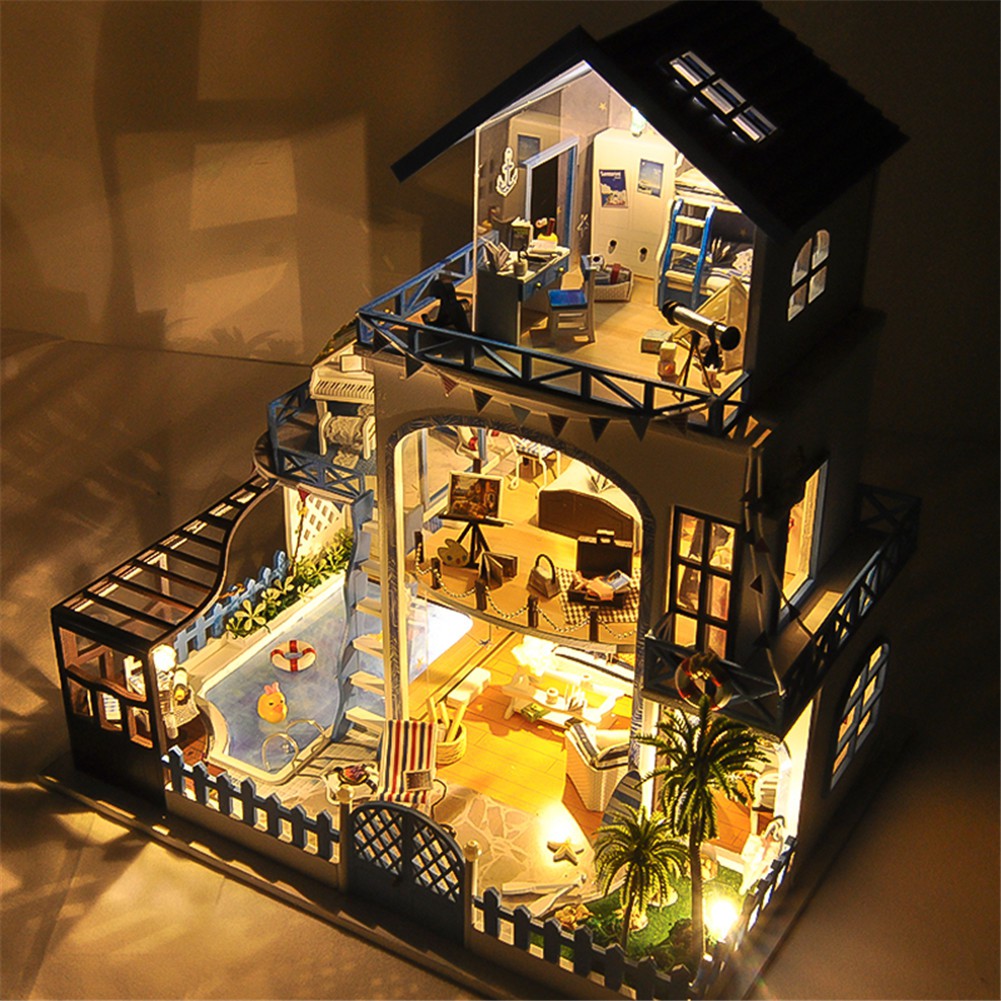  Miniatur  Rumah Villa Pinggir Laut Diy Bahan Kayu Dengan Musik