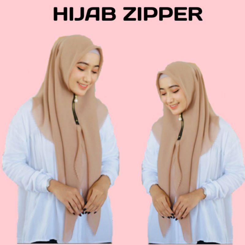 Best_Cuting Hijab[JILBAB INSTAN ZIPPER] Hijab Instan|Premium-Grade A Kerudung Segiempat Instan Zippe