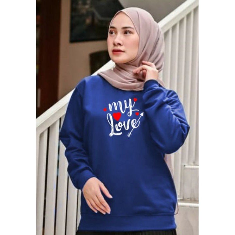 Kaos Lengan Panjang MY LOVE / Kaos Sweatshirt / Atasan Wanita / Atasan Wanita Lengan Panjang