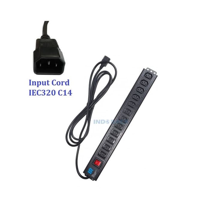Indorack Power Distribution Unit 12 Outlet Socket IEC 320 C14-C13