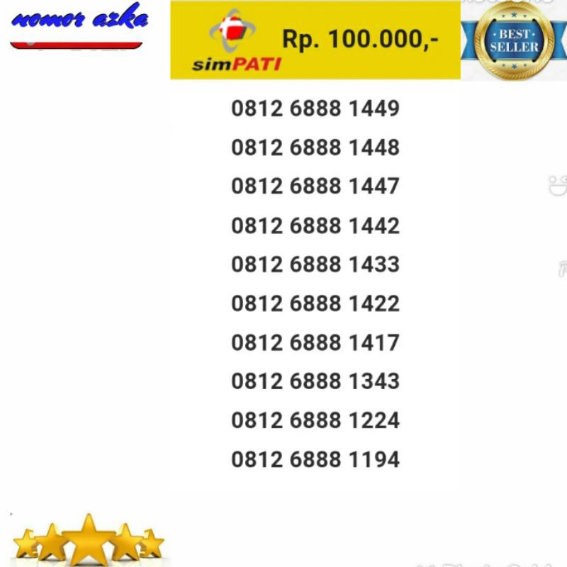 Kartu Perdana Simpati 0812 6887 2626 Seri Double AB 2626 Rapi Bsm02