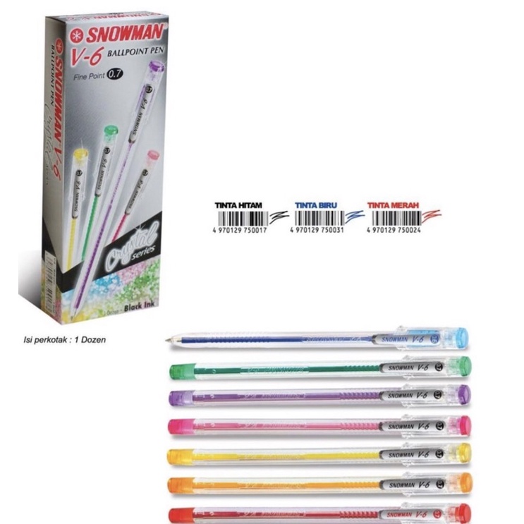 

BULPOINT SNOWMAN V-6 HITAM / V-6 BIRU / V-6 MERAH ( Isi 12 biji )