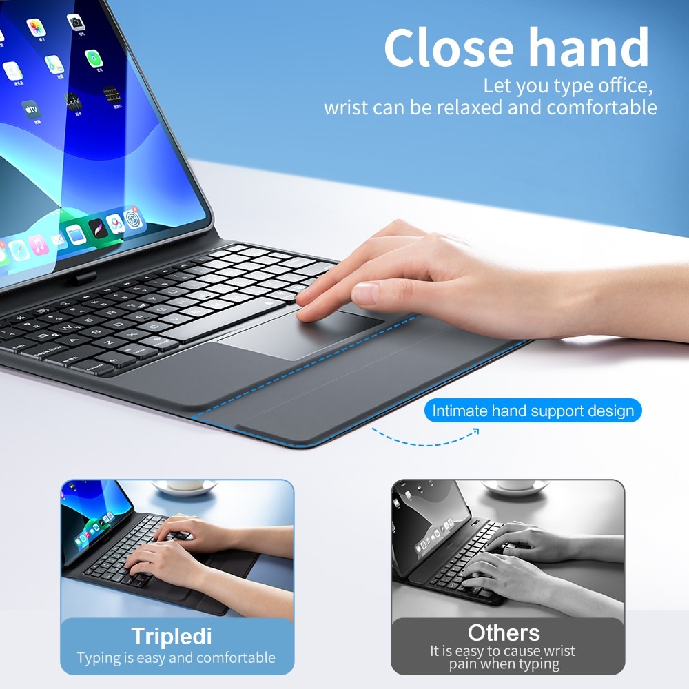 Case Keyboard iPad Gen 7 8 9th 10.2 inch 2019 2020 2021 Touchpad TRIPLEDI Wifi Leather Flip Casing Backlit Cover