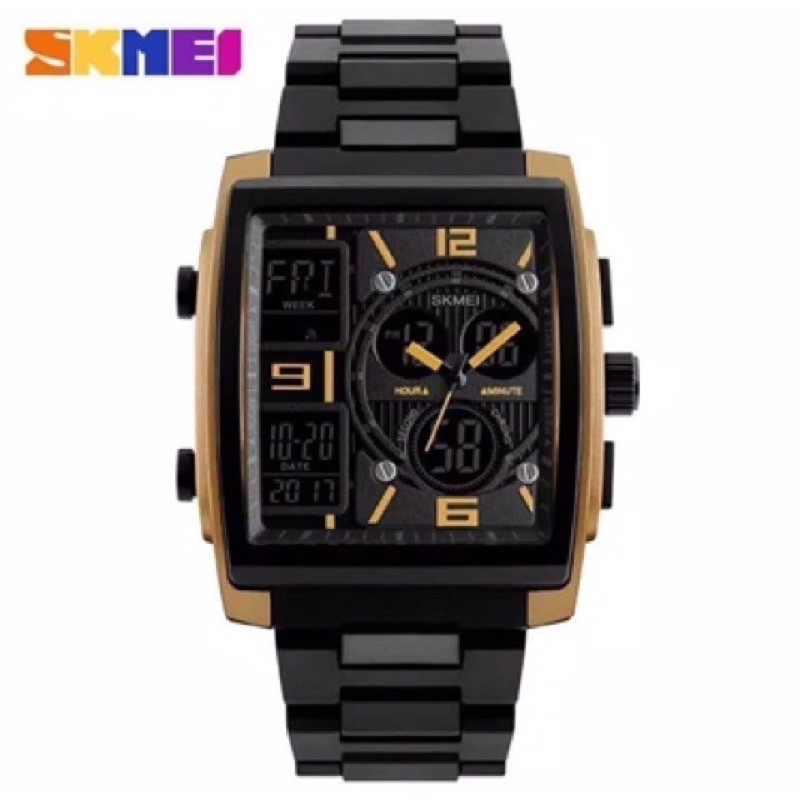 Jam Tangan Pria Digital Analog Skmei 1274 Gold Water Resistant 50m GESPER HITAM