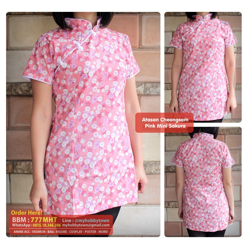 Atasan/Blouse Cheongsam / Qipao : Pink Mini Sakura