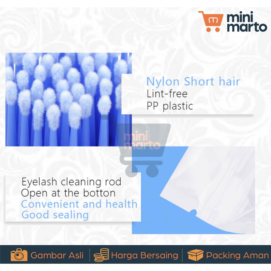 100 Pcs Microbrush Microbud Dental Eyelash Extension Lashlift Sikat Mikro Spolie Disposal Micro Brush Micro Applicator Cotton Buds - Minimarto