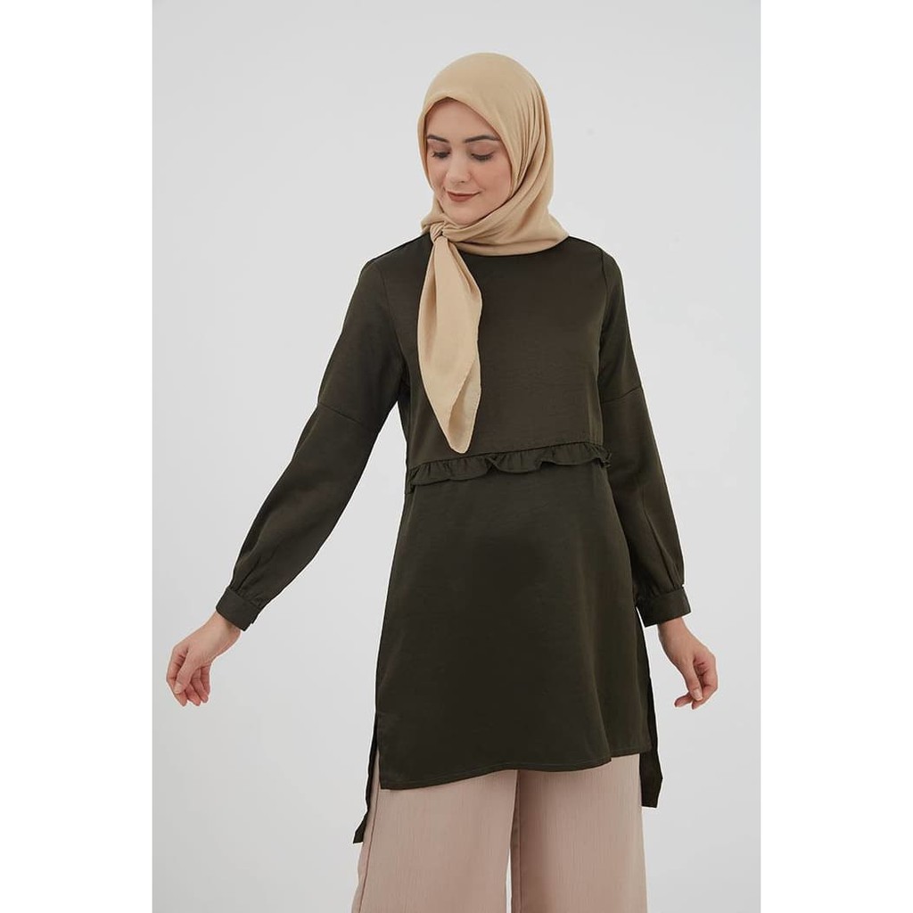 Hijabenka Sasha Tunik Army - Hijau, M Murah