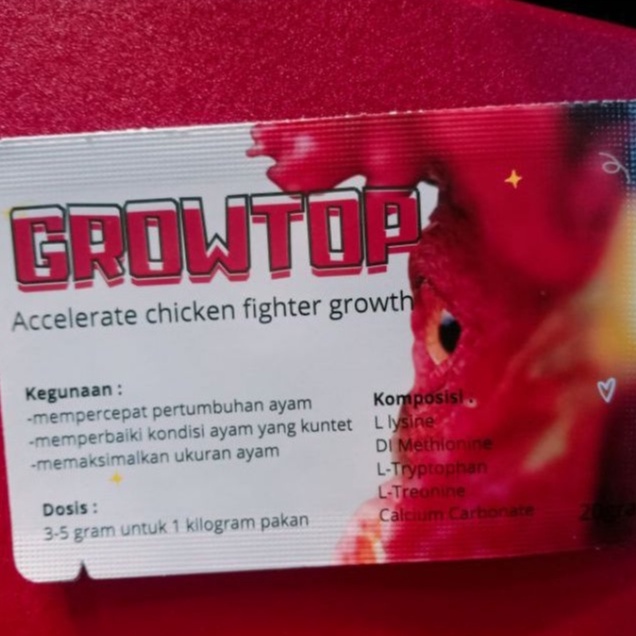 Growtop - Vitamin Pertumbuhan Ayam Aduan Untuk Memaksimalkan Petumbuhan dan Menguatkan Ayam Aduan FEFARM