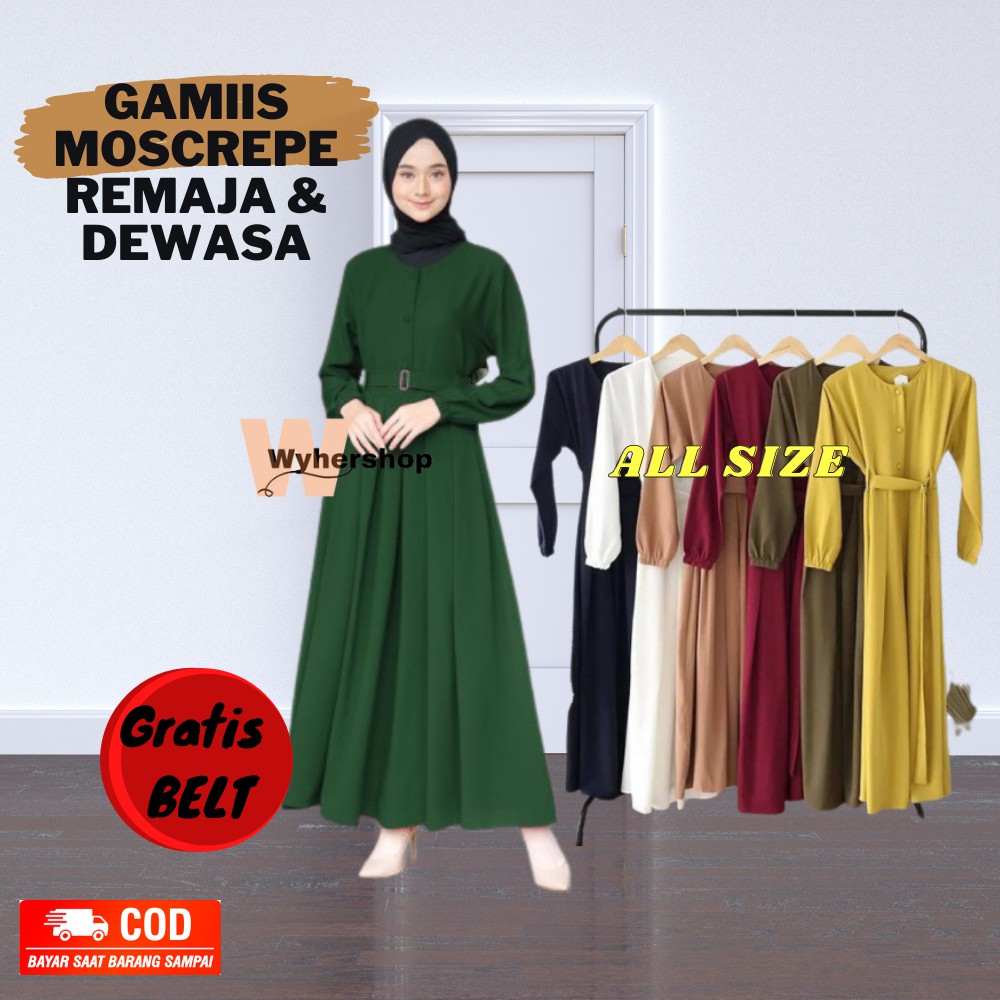 Baju Gamis Wanita Remaja Dewasa Muslim Kekinian Terbaru Gamis Polos-  GAMIS  ARMY
