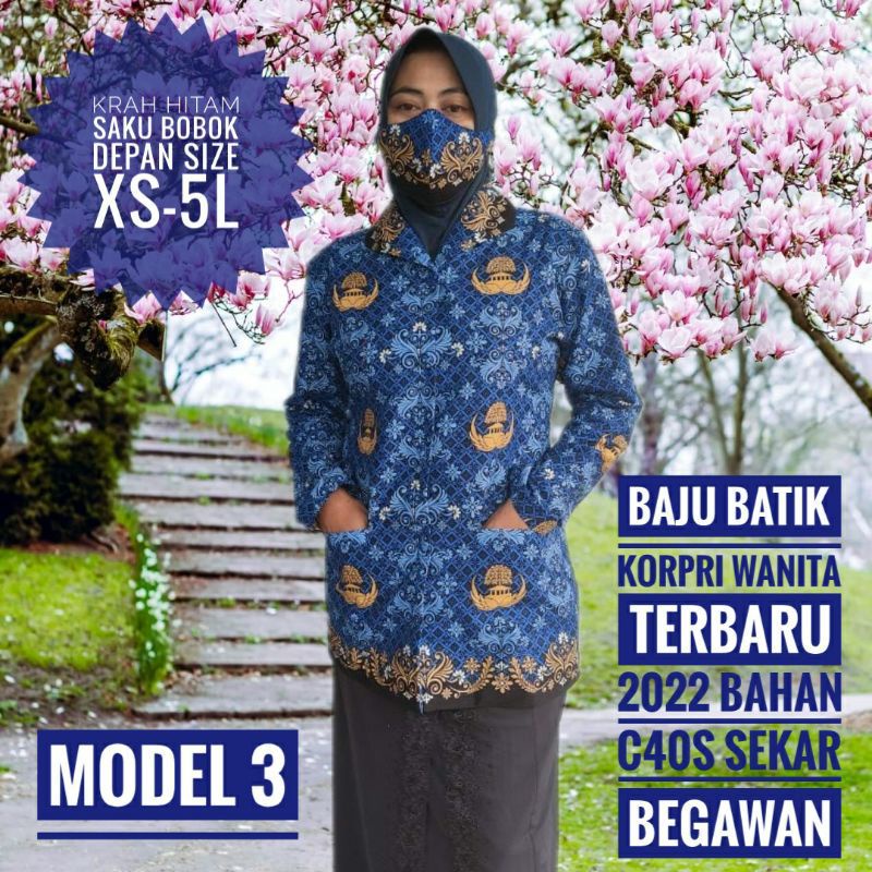 Baju Batik KORPRI Terbaru Katun Sekar Begawan Wanita dan Pria Model 3