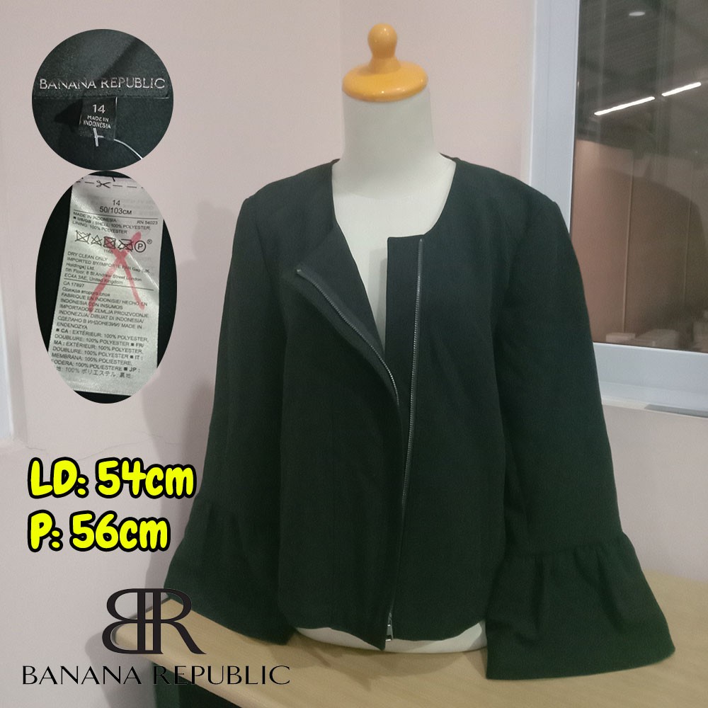 Jaket Wanita BANANA REPUBLIC Zip Hitam