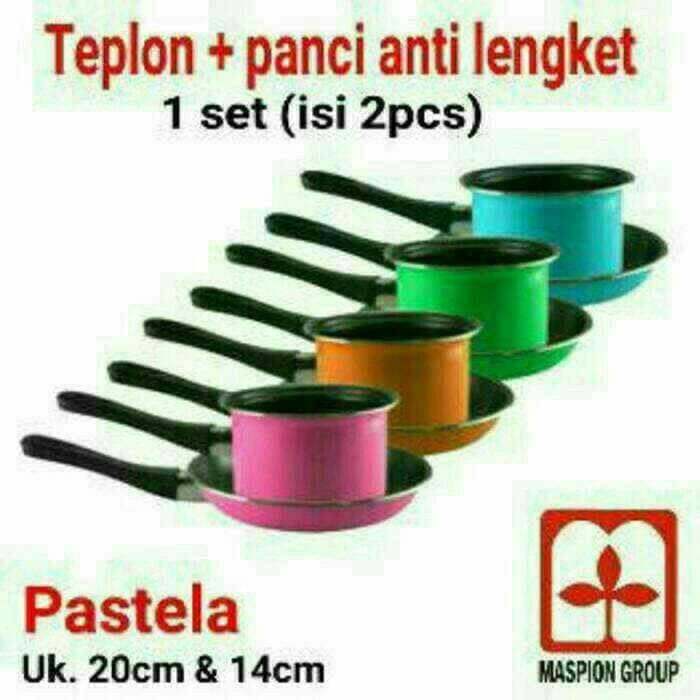 Milkpan Pastela Frypan Set Maspion Teplon Panci Wajan Anti Lengket / Panci Warna Anti Lengket