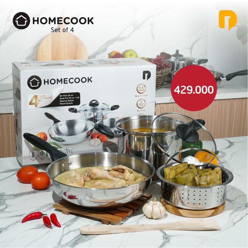 Panci Stainless Homecook Set Of 4 Panci Set Cookware Stainless
