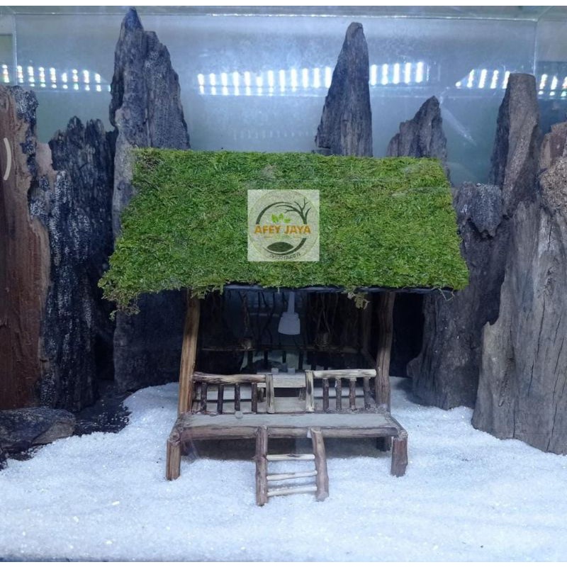 Miniatur saung gubuk/aquascape/aquarium/paludarium