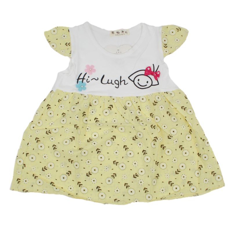 DRESS FASHION IMPORT PAKAIAN ANAK PEREMPUAN 6 BULAN-1 TAHUN MOTIF HI LUGH