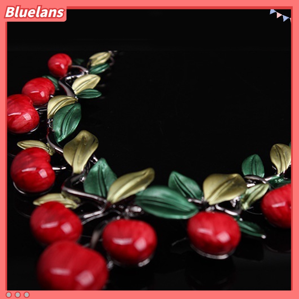 Bluelans 1 Set Vintage Red Cherry Fruit Jewelry Set Chic Bridal Necklace Earrings