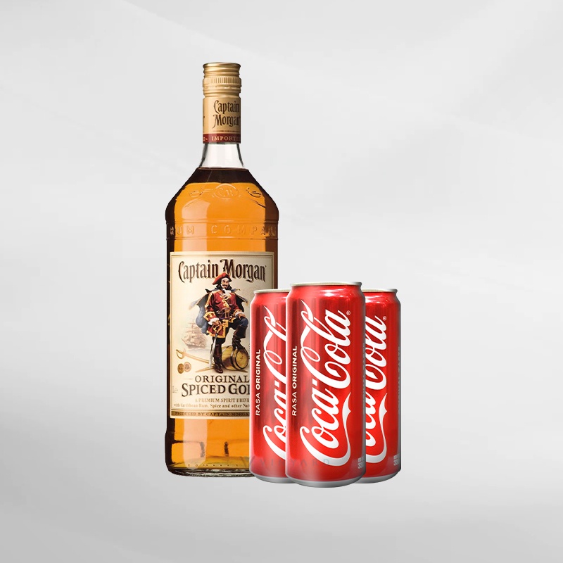 Promo Bundling Captain Morgan Gold 700 ml + 3 Kaleng Coca Cola 250ml ( Original &amp; Resmi By Vinyard )