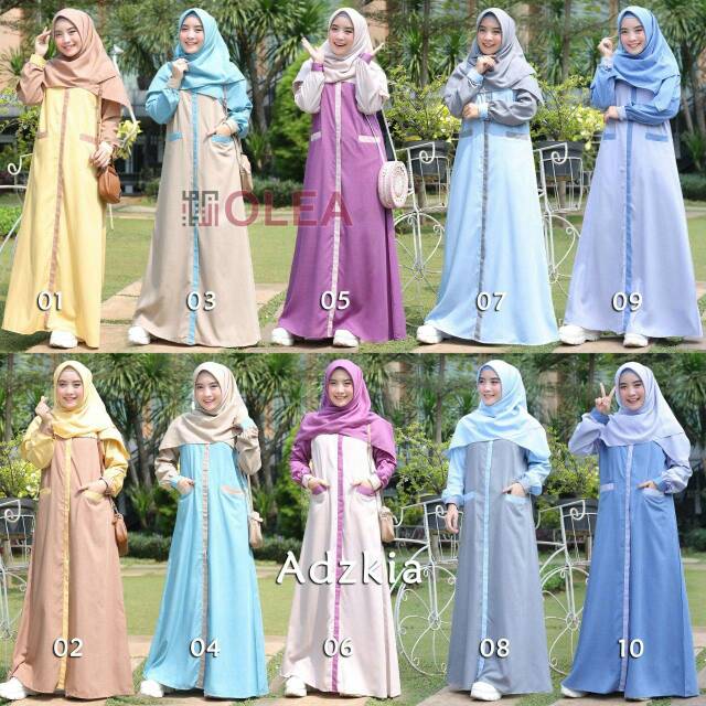 Gamis Adzkia Dress by Olea, Gamis Supernova Polos Kombinasi, Gamis dwi warna, Gamis Supernova ori