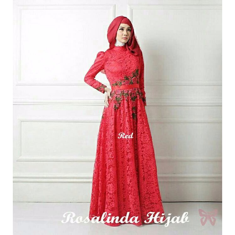 DeltaRN Rosalinda (Merah, Maroon) Busana Muslim Pesta Wanita Gamis terbaru