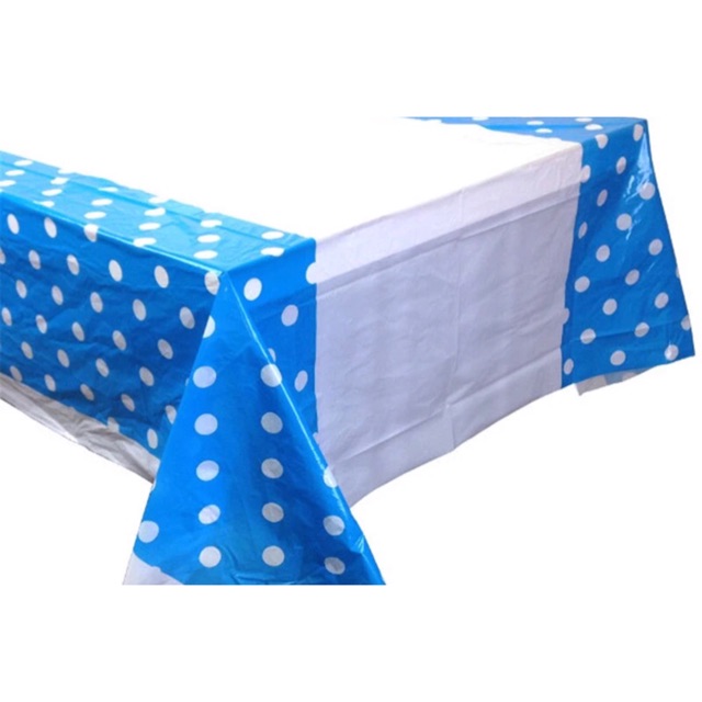  Taplak  meja  polkadot biru tua table cover dekorasi 