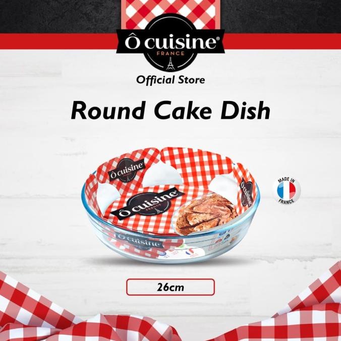 Loyang Kaca Bulat Ocuisine Glass Bakeware - Round Cake Dish 26Cm