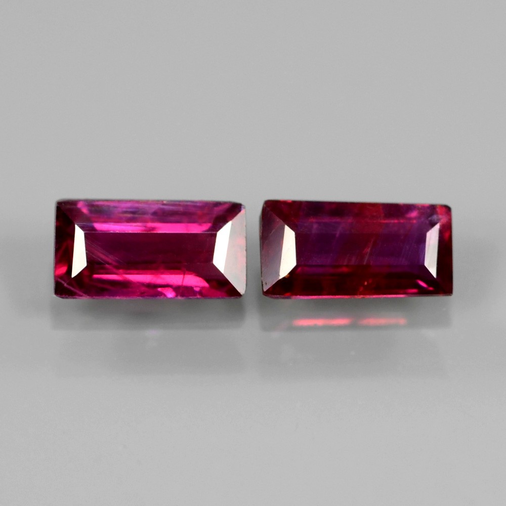 Match Pair 2Pcs/0.55Ct Baguette Natural Unheated Untreated Fiery Pinkish Red RUBY RB034