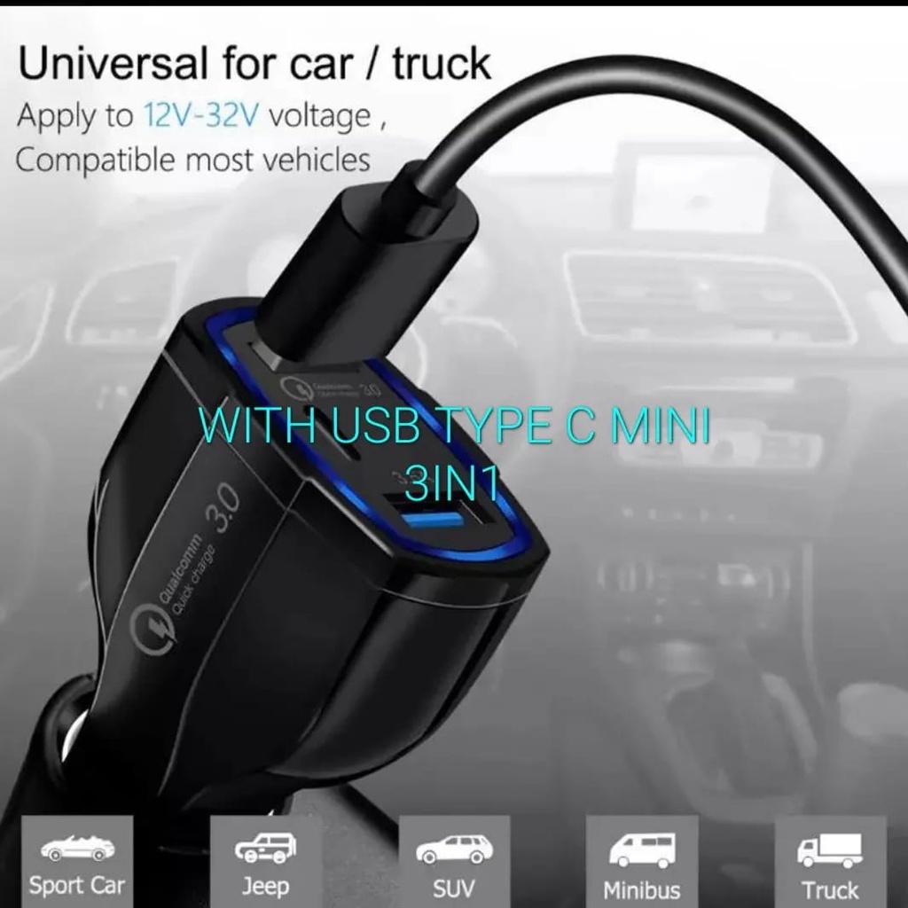 J423 USB TYPE C MINI CAR FAST CHARGER SUPER SPEED CHARGING ADAPTOR MOBIL TRAVEL ADAPTER CAS CASAN ADAPTIVE SERVER SAVER ANDROID HP HANDPHONE QUICK CHARGE PORT UNIVERSAL MULTI ADAPTOR CHARGER VOOC USB TYPE C TIPE SUPER FAST CHARGING HP CAS CASAN TRAVEL