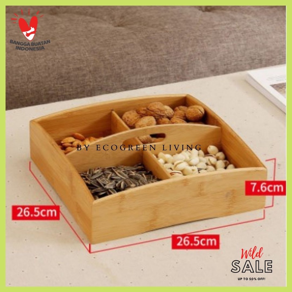 Tray Pine Wood Food Storage Box Snack Dish Portable Candy Nut Decorative W-16 By Ecogreen Living