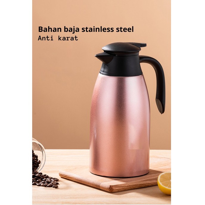 Termos Air Stainless Steel Termos Air Panas Dingin 2 Liter Termos Kopi Teh European Vacum Jug