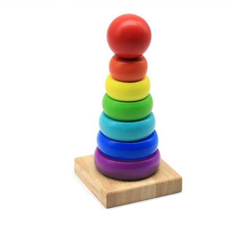 Mainan Anak Montessori Rainbow Tower Children Toy - HX2804 - Multi Color