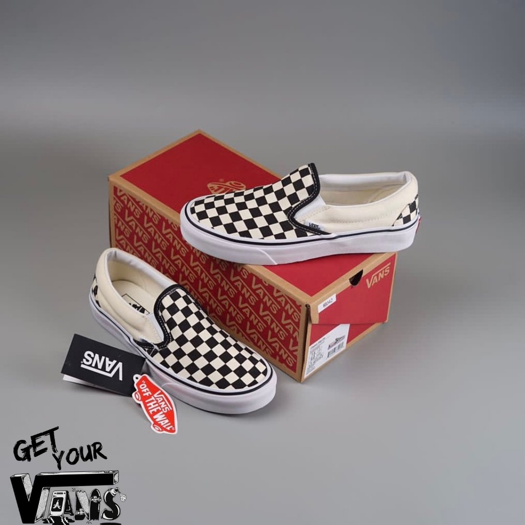 Vans Slip on Checkerboard Classic Black White Original 100% Bnib