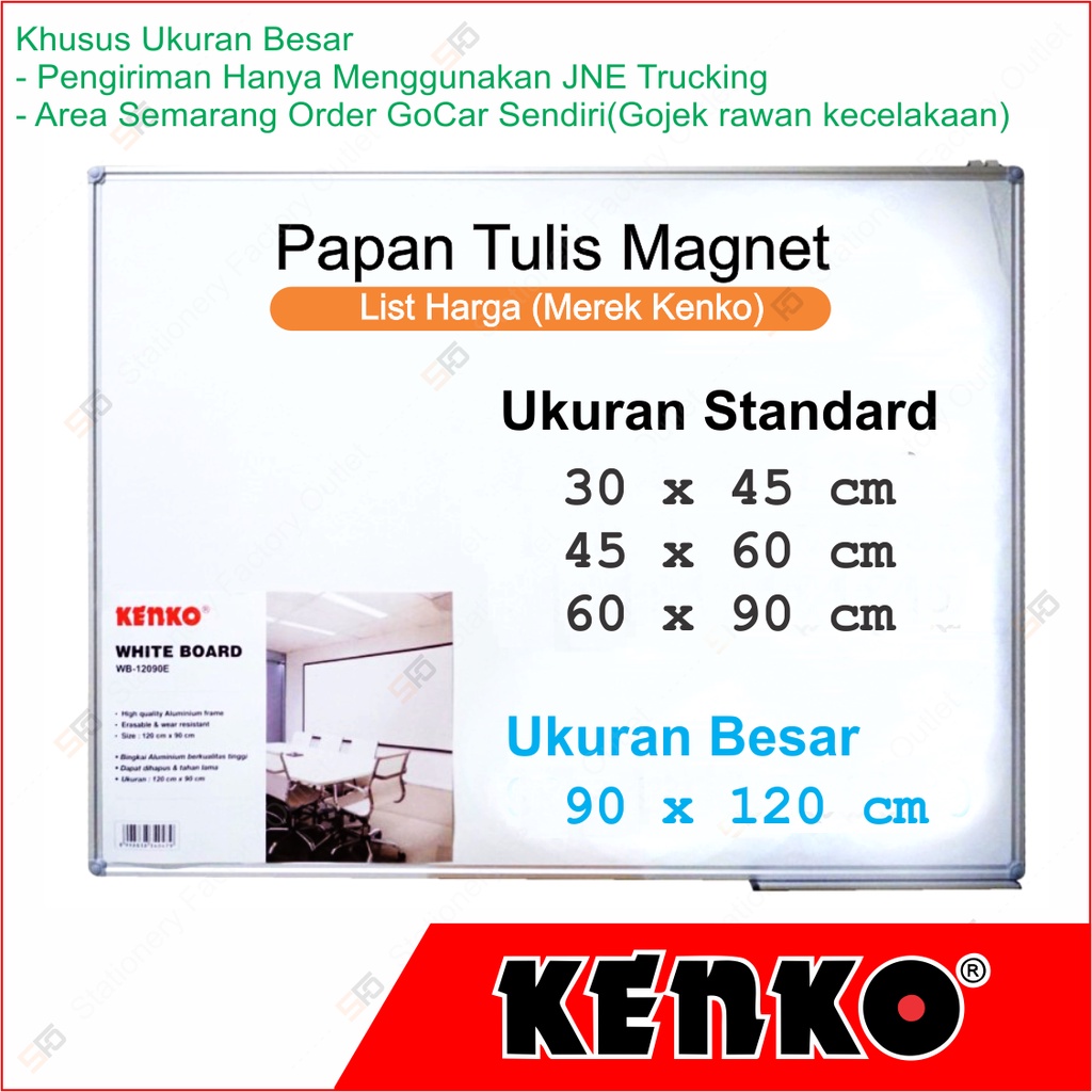 

Papan Tulis Magnet Kenko 60 x 90 cm - Magnetic Whiteboard - SFO Semarang Official