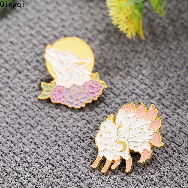 Bros Pin Enamel Bentuk Serigala Bulan Matahari Untuk Hadiah Anak