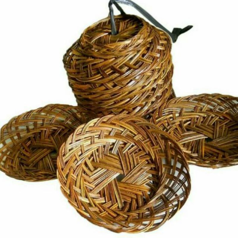 Piring Rotan Anyam Piring Lidi Pernis (Grade A) Anyaman Asli Bambu Lidi Murah Tempat Makan Bulat Mangkuk Mangkok tempat nasi