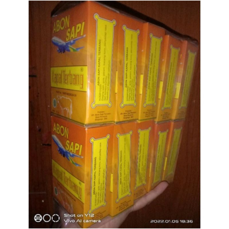 

Abon Sapi Cap Kapal Terbang 1 pack isi 10 kotak