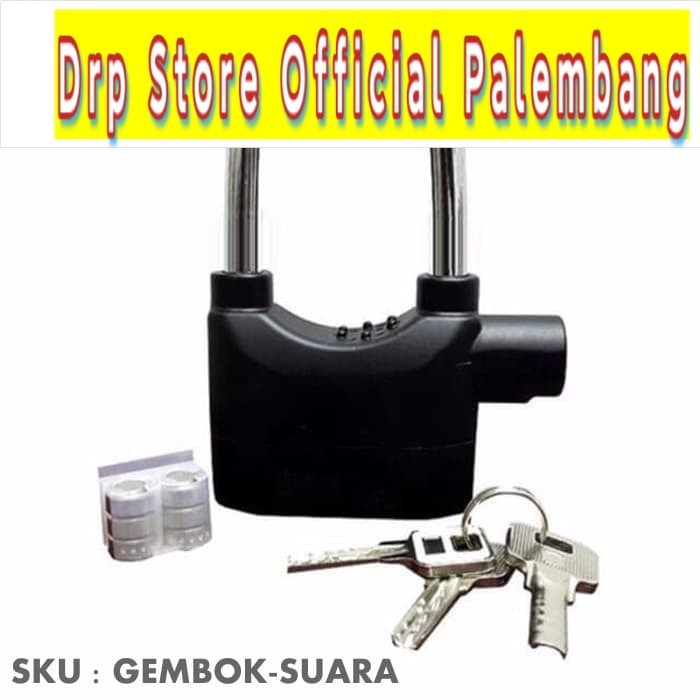 Gembok Alarm Cakram Motor Sepeda Pagar Pintu Getar Bunyi Padlock Ban