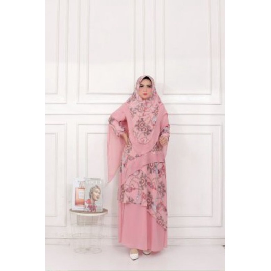 Gamis Syari Wif Ceruty Babydool Terbaru Busui set jilbab 2 Layer Lebaran Pesta Double Puring Grosir 