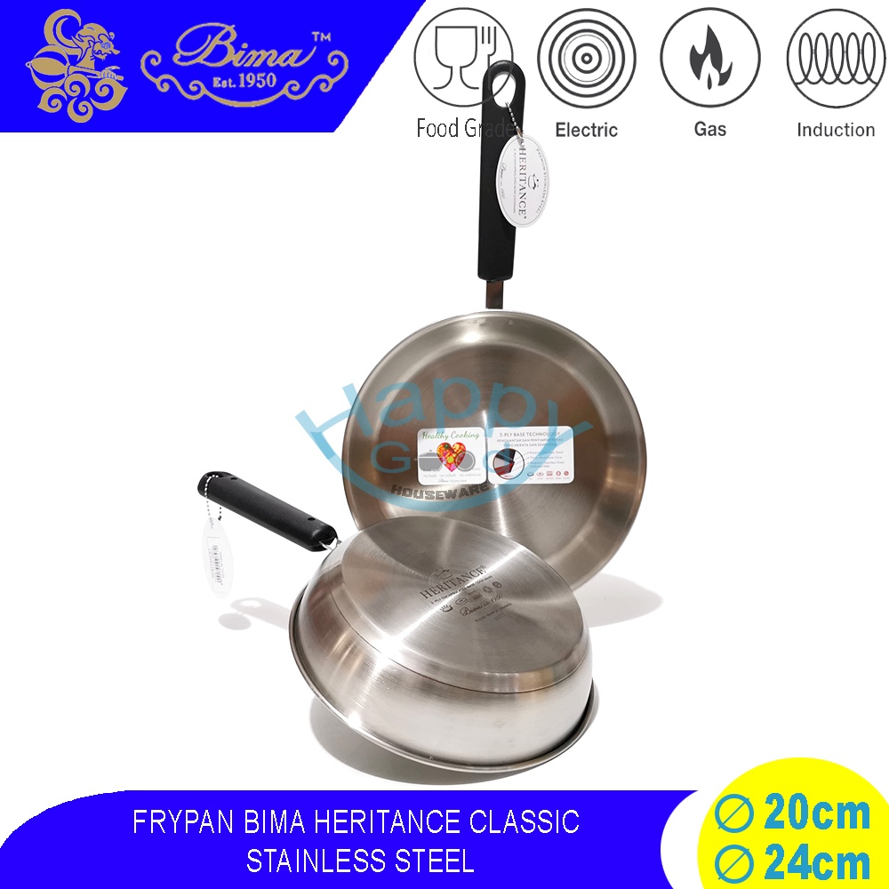 BIMA HERITANCE CLASSIC 20-24CM FRYPAN | PANCI PENGGORENGAN INDUKSI STAINLESS SUS304