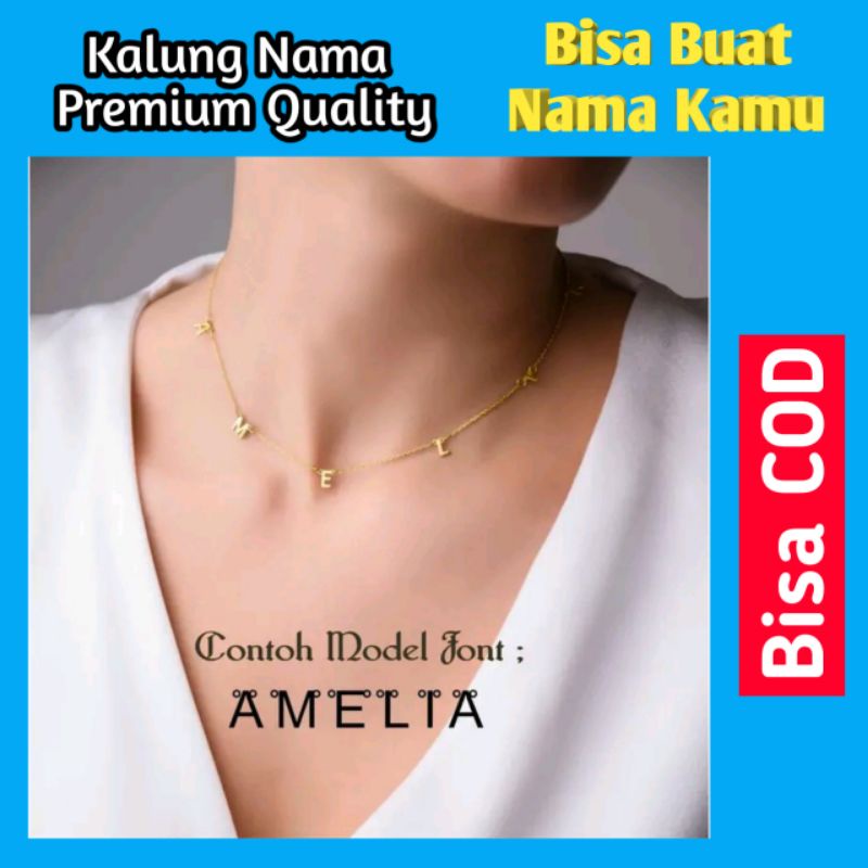 PREMIUM!!.. KALUNG NAMA LAPIS EMAS BISA COSTUME NAMA TITANIUM TIDAK BERKARAT