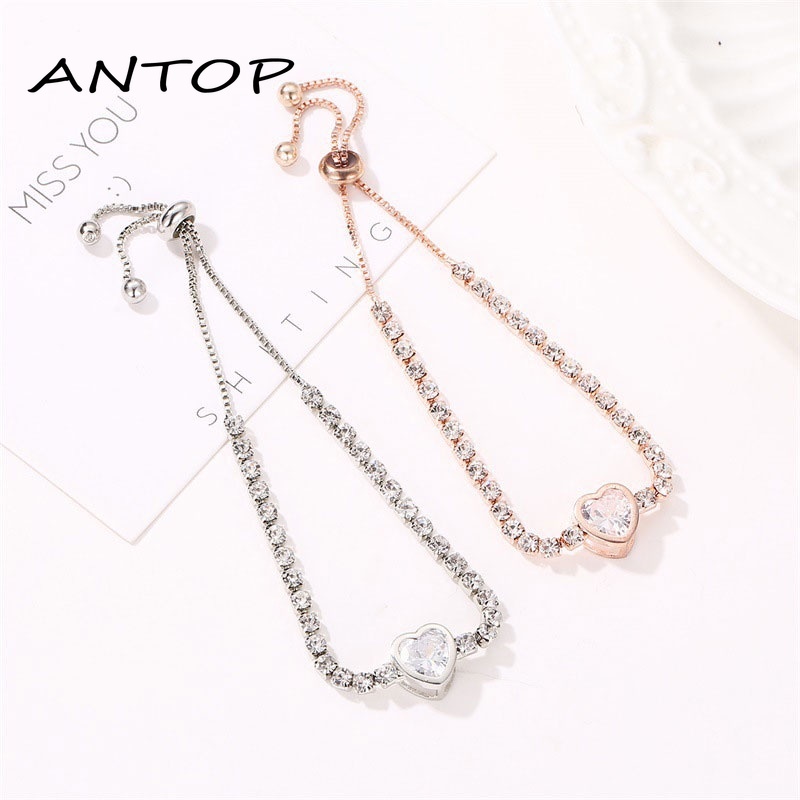 Fashion Baru Rose Gold Love Zircon Gelang Gelang Wanita Sederhana ANTOP